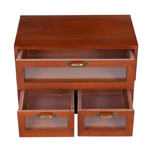 Vintage Desk Organizer Tabletop Storage Organization Box w/ 3 Drawers for Office