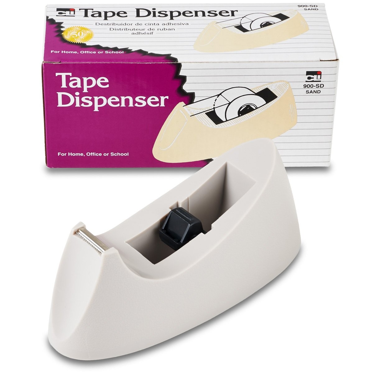 Charles Leonard Desktop Tape Dispenser, Weighted, Non-Slip Base, Sand (900-SD)