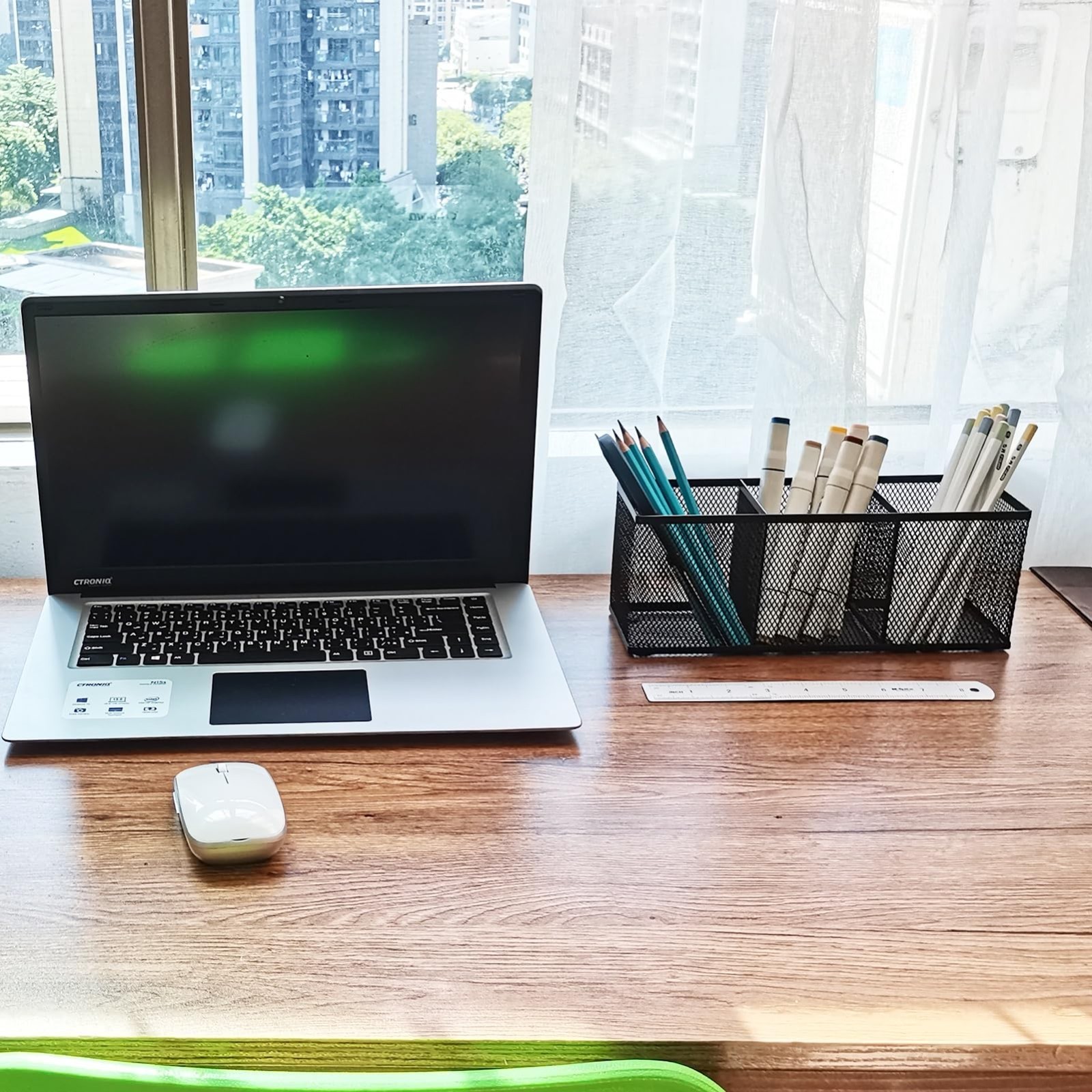 Spacious 3-Compartment Metal Mesh Desk Organizer for Pens, Makeup & Utensils – B