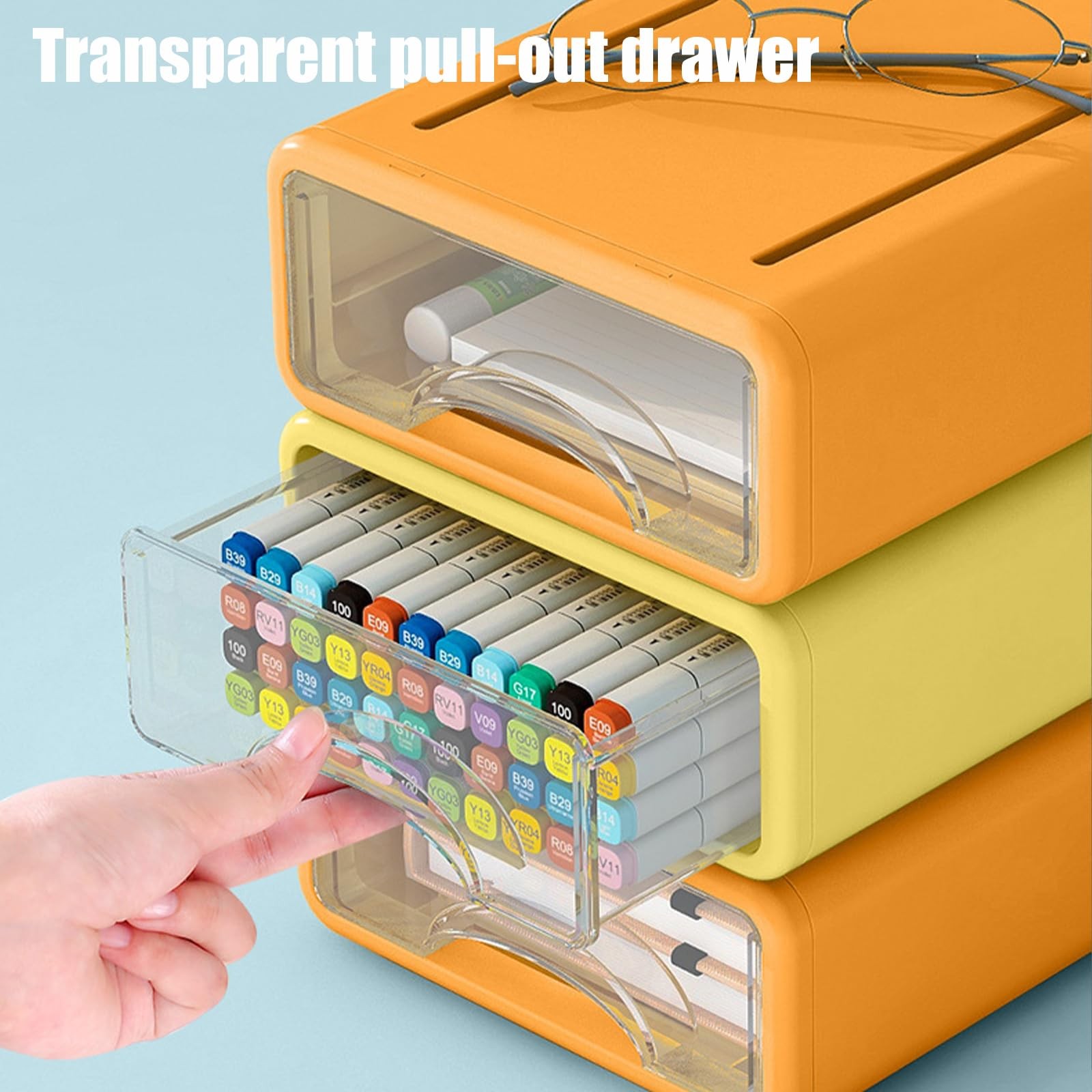 Desk Organizer with Drawers, Stackable Storage Drawers with Compartments Desk…