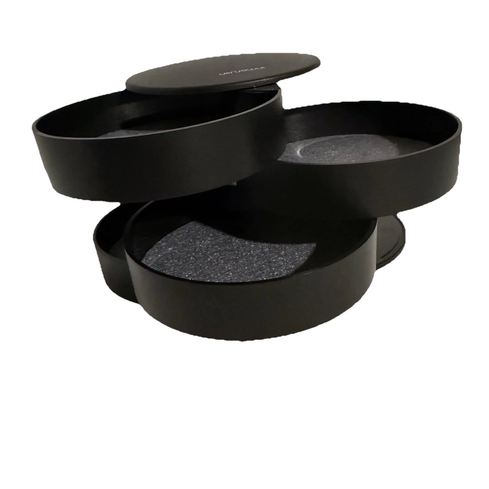 Inmonjen Rotating Desk Organizer Round Black Jewelry Makeup Storage Tray