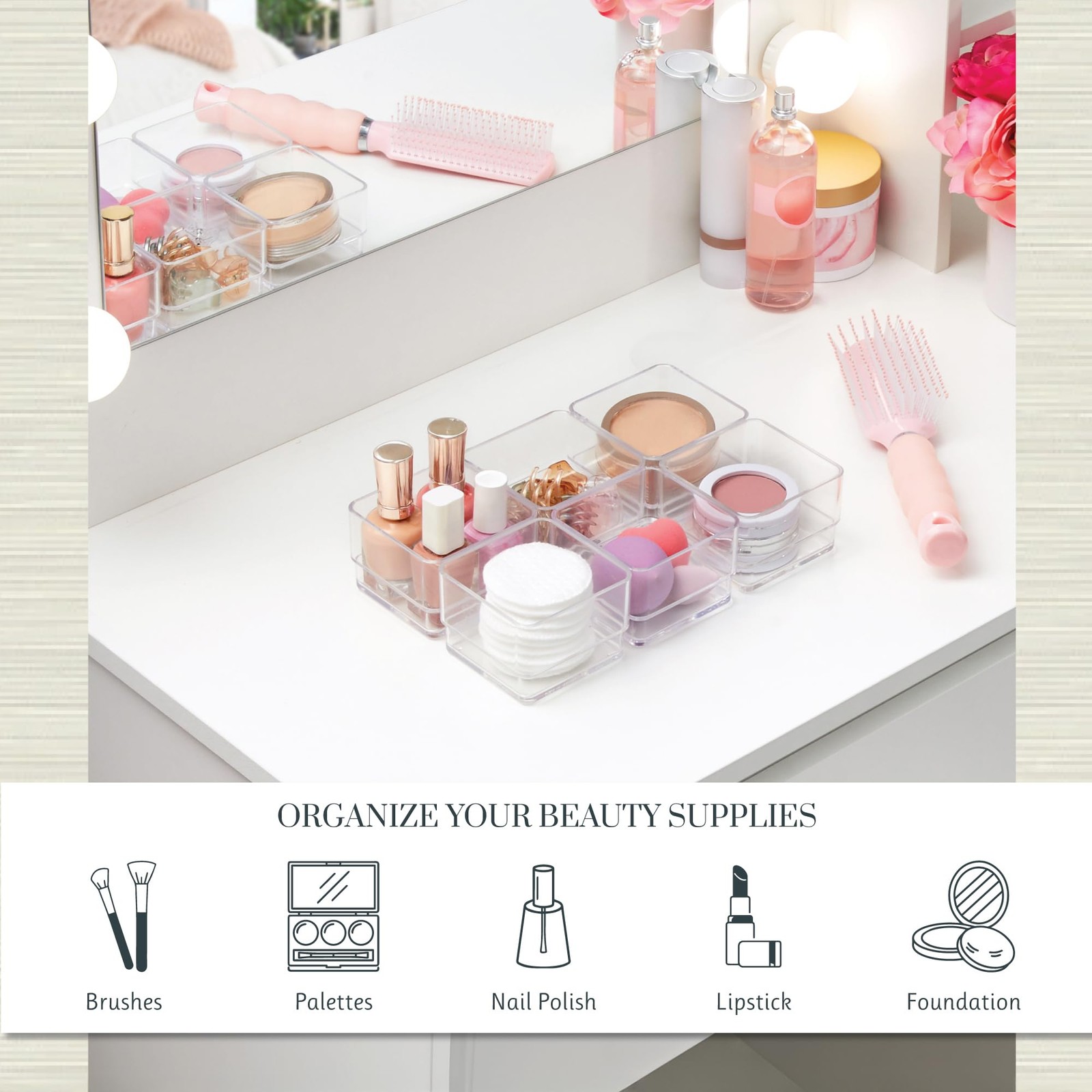 STORi SimpleSort 6-Piece Stackable Clear Drawer 3x3x2″ (Set of 6),