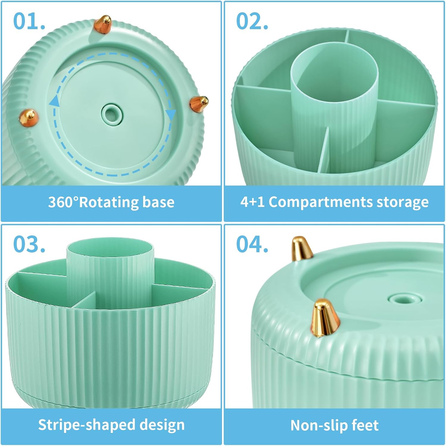 Marbrasse Desk Organizer, 360-Degree Rotating Pen Holder, Desk Organizers and Ac