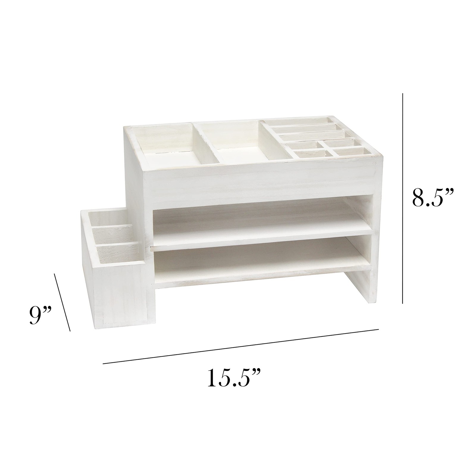 Elegant Designs HG1021-WWH Home Office Wood Tiered Organizer with Storage Cub…