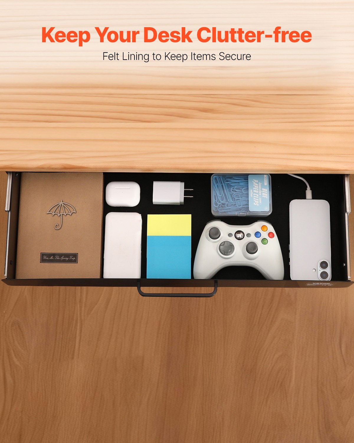 VEVOR 22 in Under Desk Drawer Organizer Slide-out Drawer Space Saver