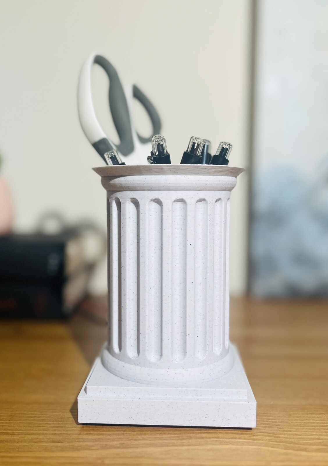 Rustic Column Pen Holder, Pencil Holder; Classic Office, Desk Organizer