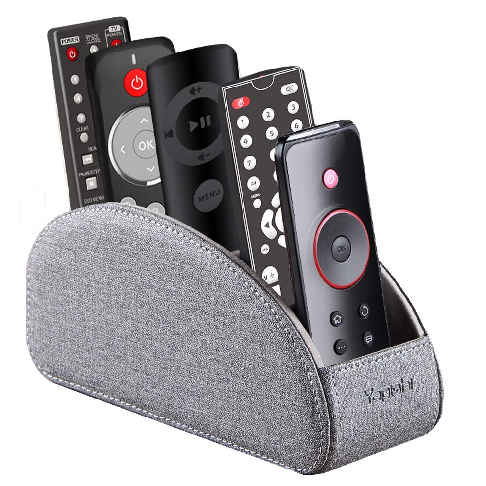 TV Remote Control Holder with 5 Compartments,Pu Leather coffee