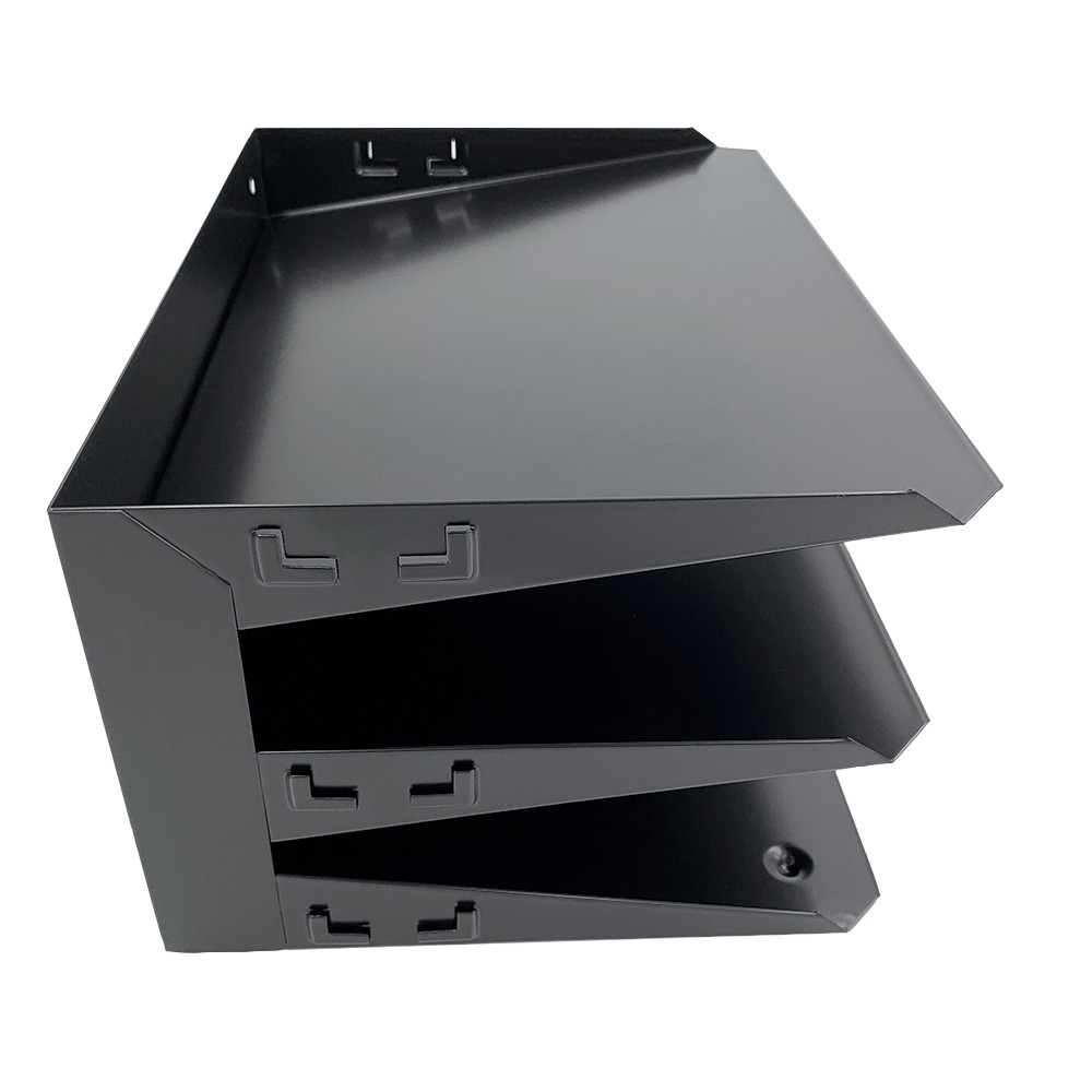 Huron Horizontal 3 Slot Steel Desk Organizer/Sorter Black HASZ0159