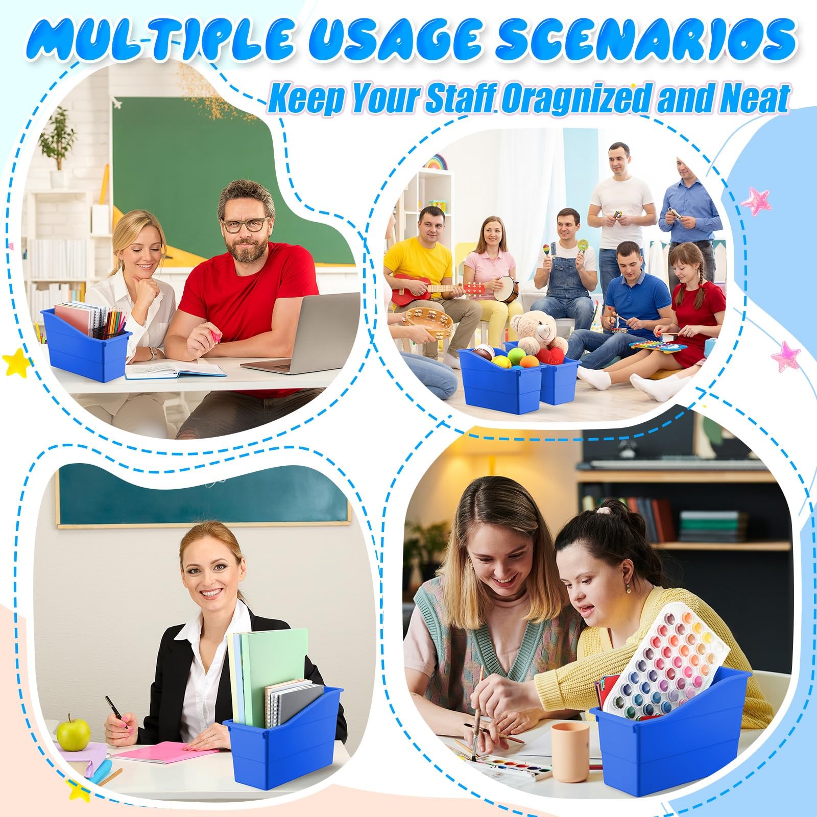 6 Packs Book Bins for Classroom Plastic Book Binder Holders Vertical Organize…