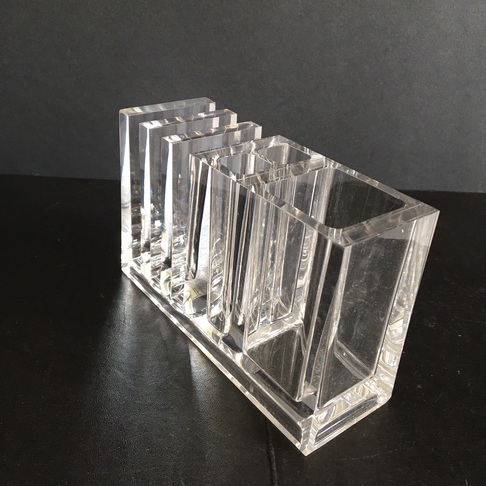Clear Acrylic Desk Organizer NIB 5-3/4″ X 2″ X 3-1/2″