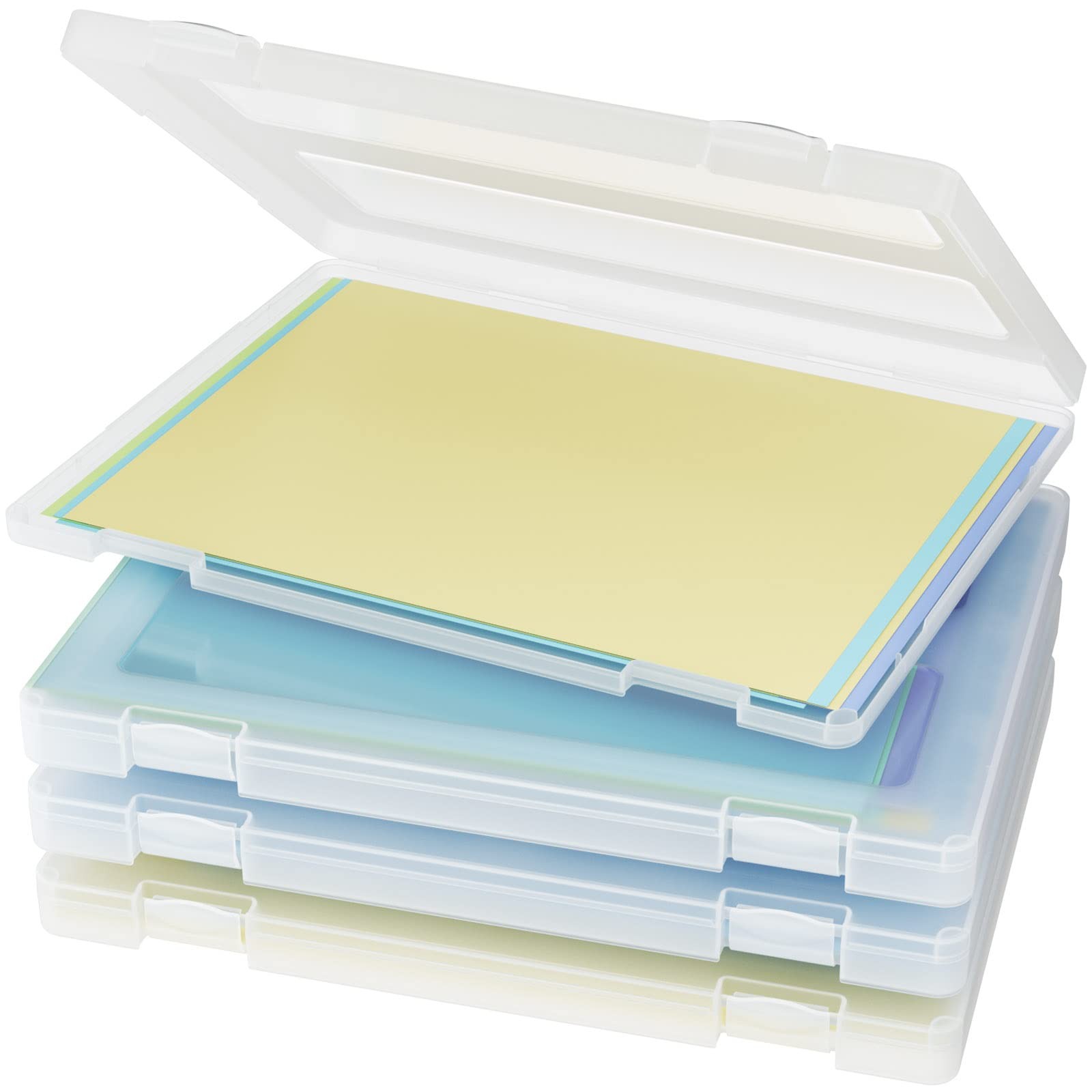 Denkee 4 Pack A4 Paper Organizer Box, Plastic 8×10/16×20, 4 pack, Clear