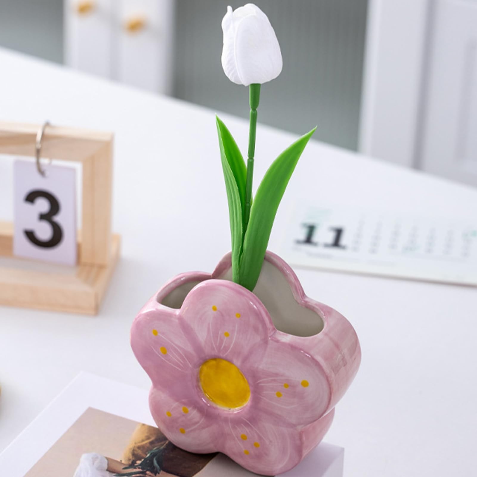 Purple Pencil Holder Pen Holder Office Desk Aesthetic Cute Flower Home Decor …