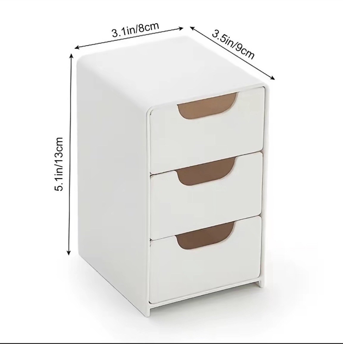 White Plastic 3-Drawer Desktop Organizer 5.1in x 3.1in x 3.5in