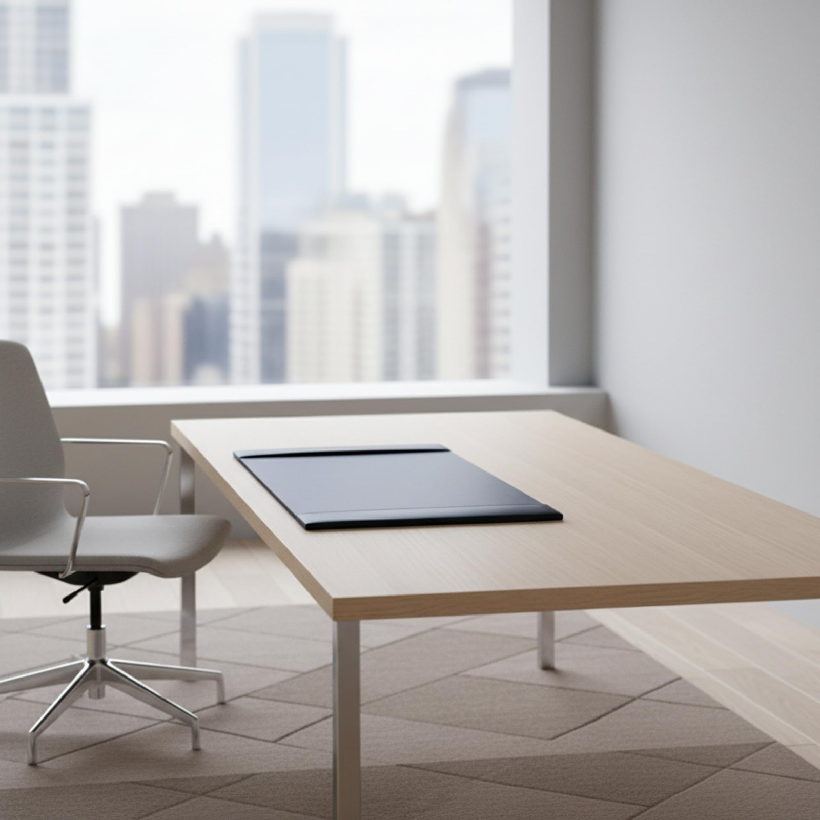 DACASSO Bonded Leather Desk Pad with Side Rails – Luxury 18″ x 30″, Navy Blue