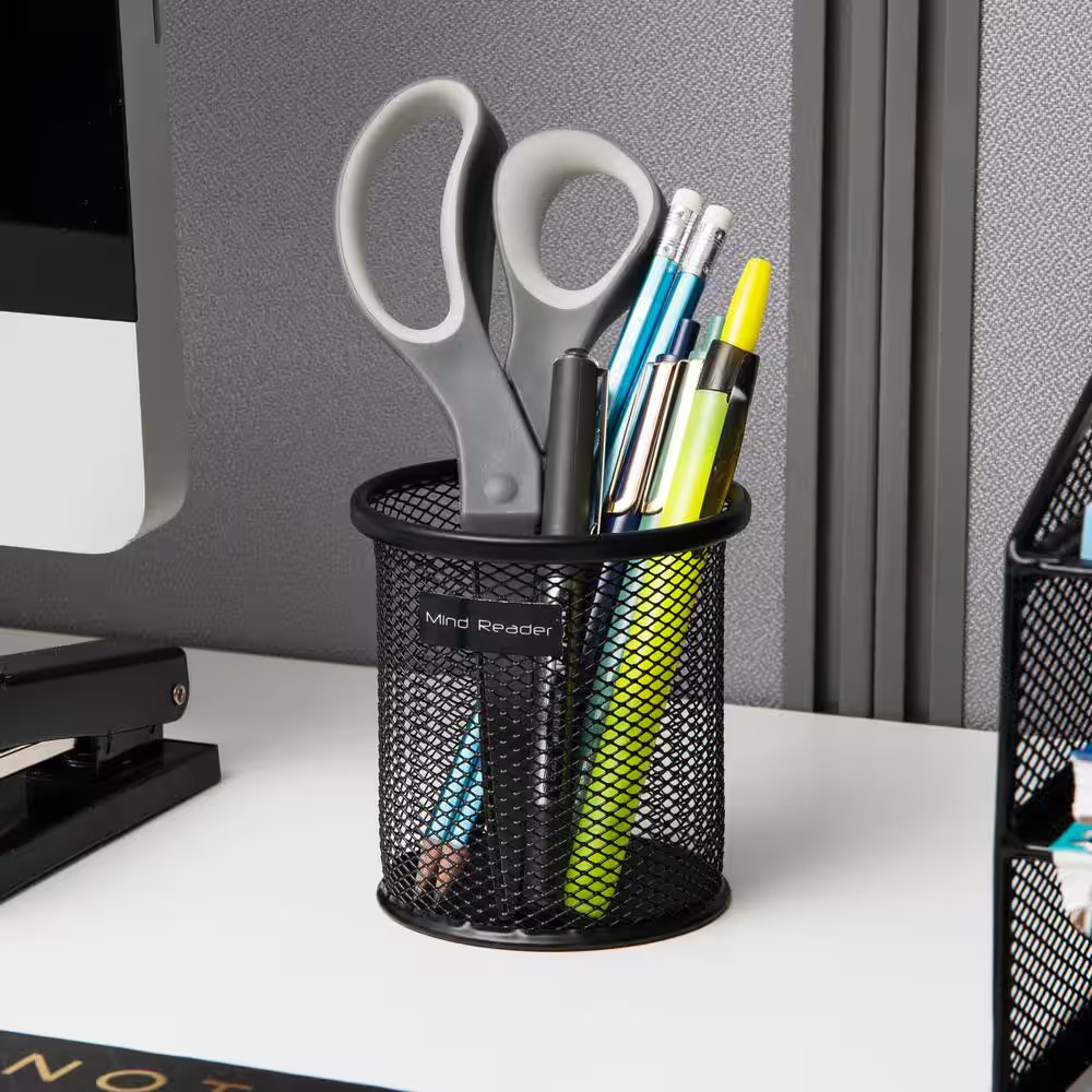 Pen and Accessories Holder, Desktop Organizer, Office, Metal Mesh, 3.5 In. L X 3