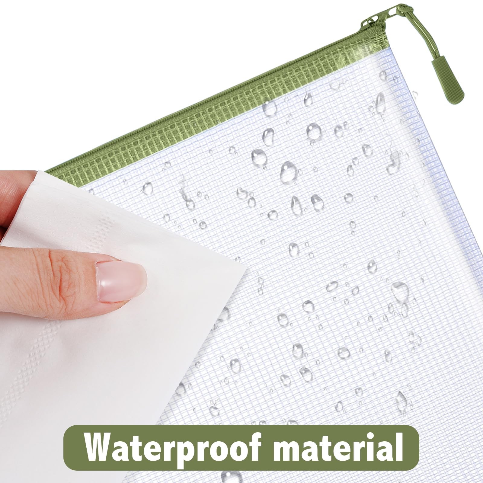 24 Pack Sage Green Mesh Zipper Pouch Bags, A4 Size Clear Mesh Zipper Storage …