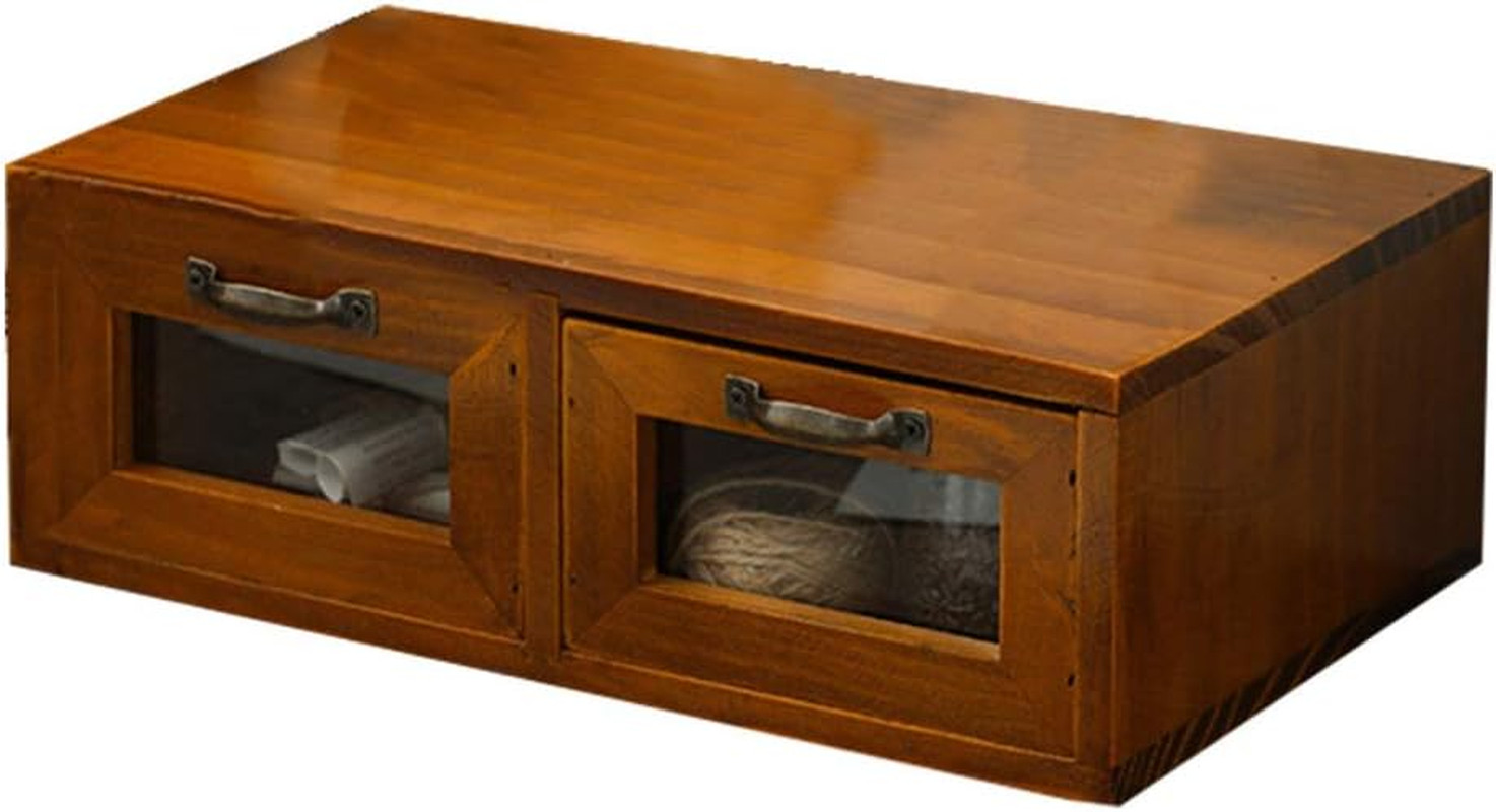 Stylish Bamboo Wood Desk Organizer with 2 Drawers for Home or Office