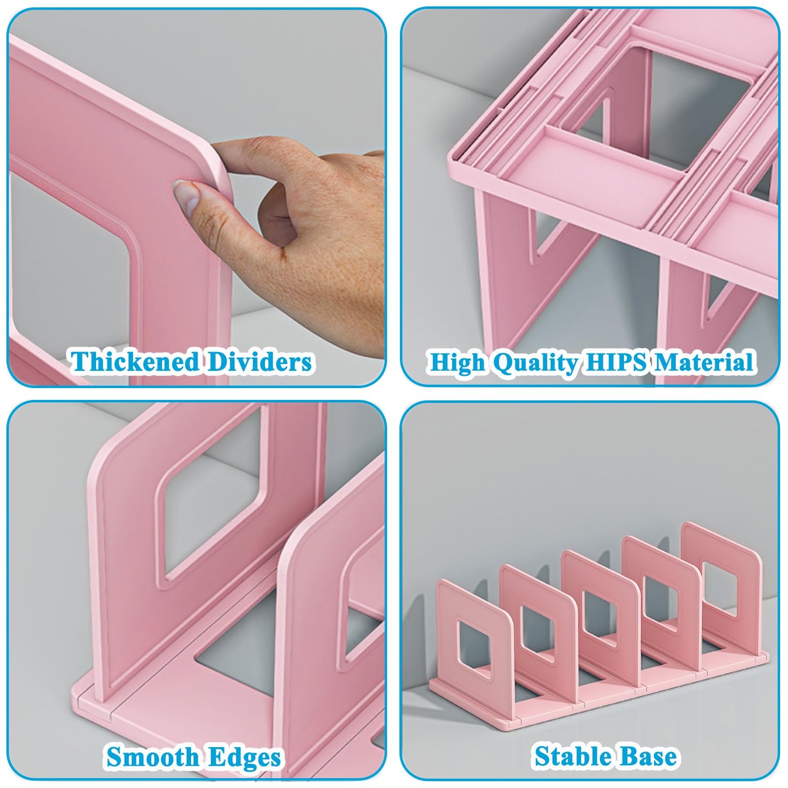 Vertical Desk File Sorter Folder Organizer Plastic Magazine Rack Pink 4 Slot