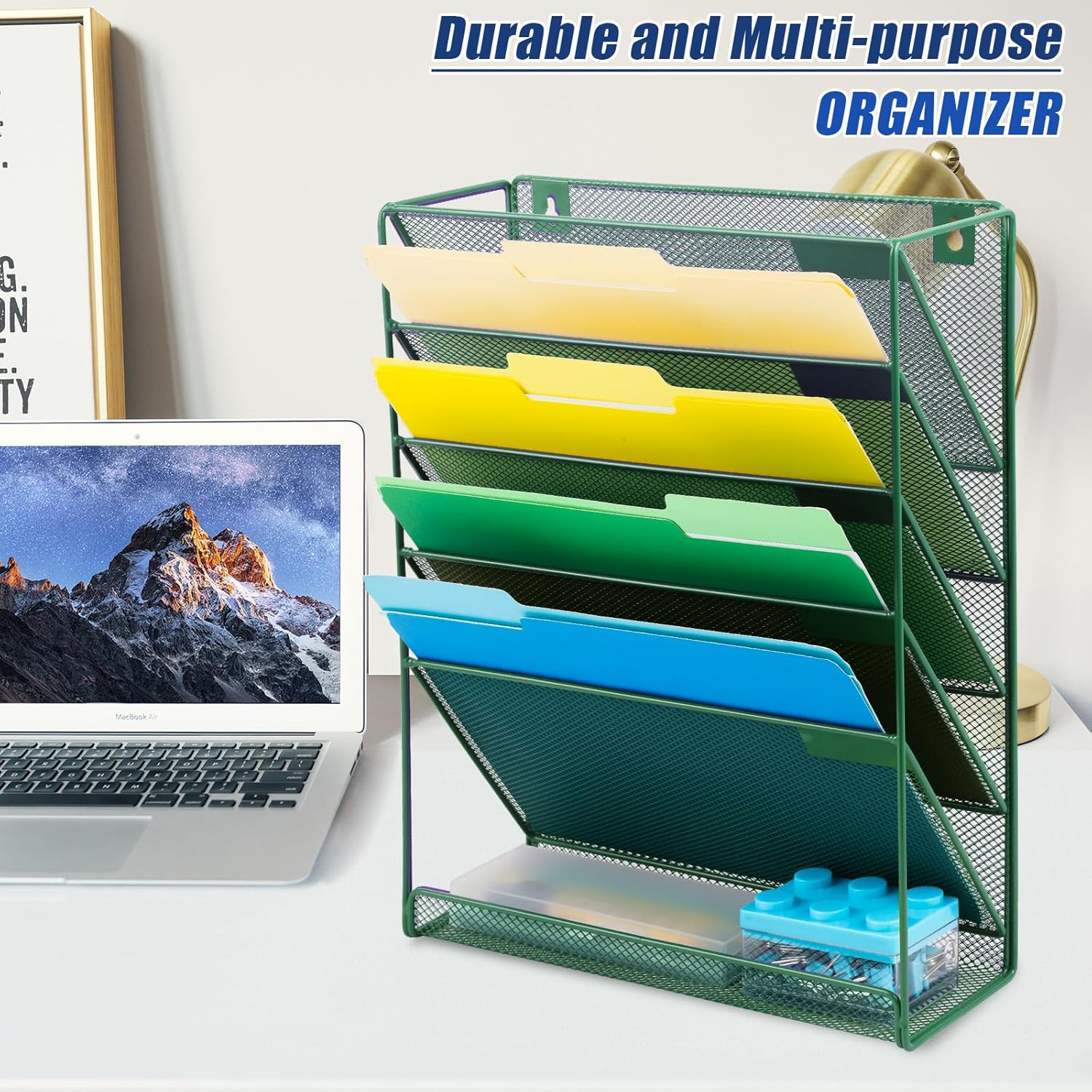 Desk File Organizer Mesh 6-Tier, Hanging Wall Mount Document Organization Stand,