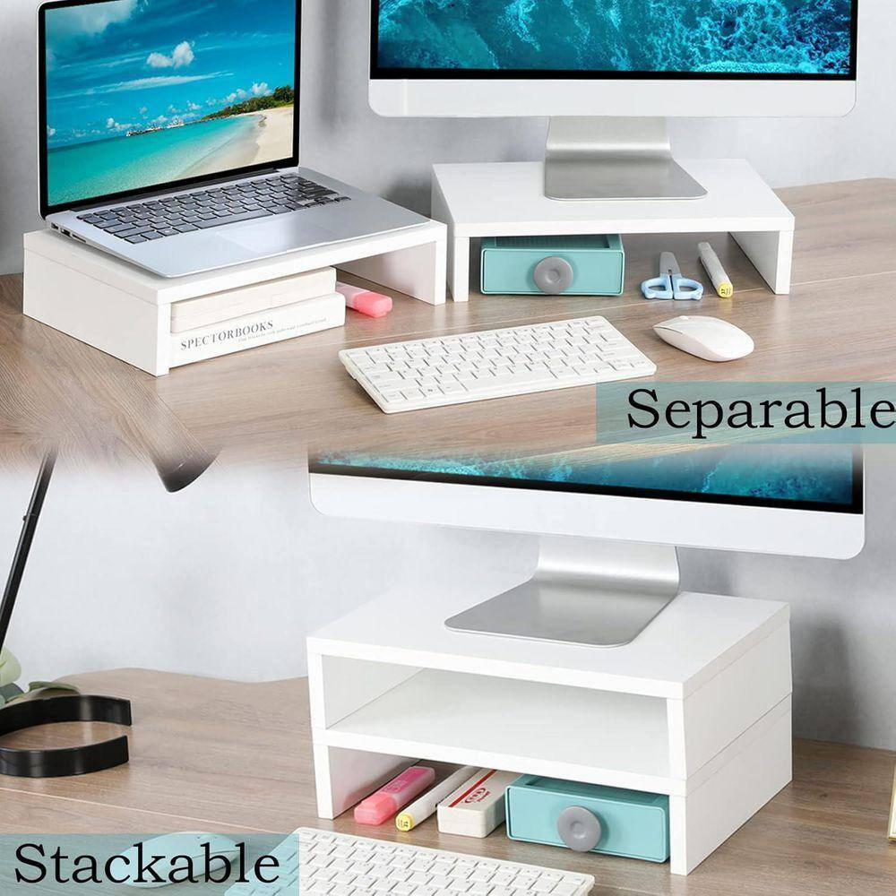 White 14 In. X 3.3 In. Wood Minimal Desk Organizer Stand, 2-Pack