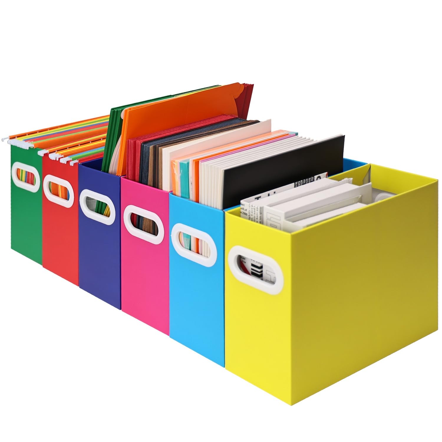 Aosric Collapsible File Organizer Box with Letter Size – 6 Packs, Colored