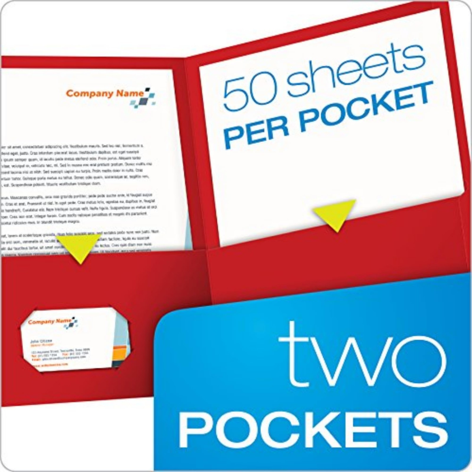 Two-Pocket Folders, Assorted Colors, Letter Size, 25 per box (57513)