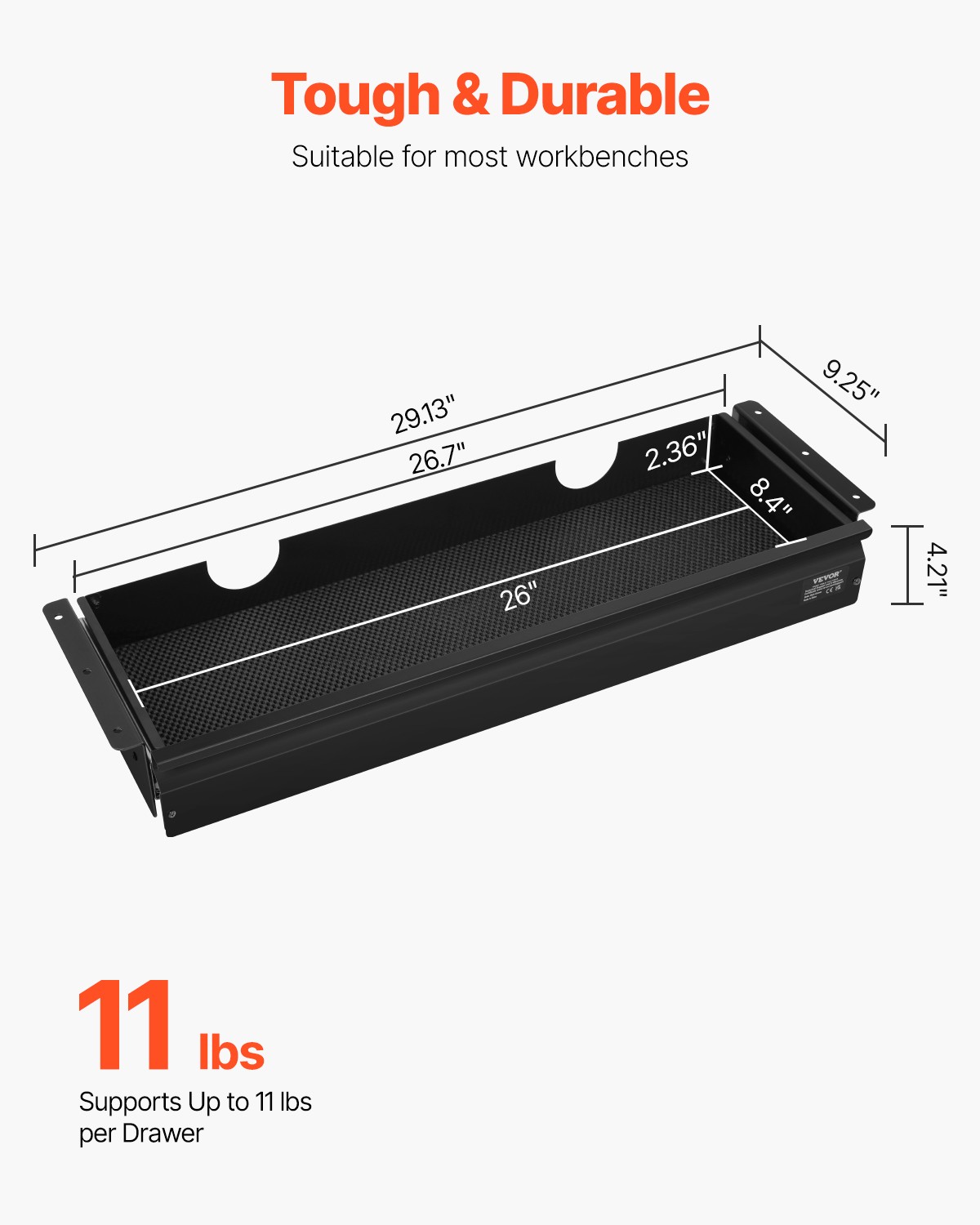 VEVOR 26 in Under Desk Drawer Organizer Slide-out Drawer Space Saver for Office