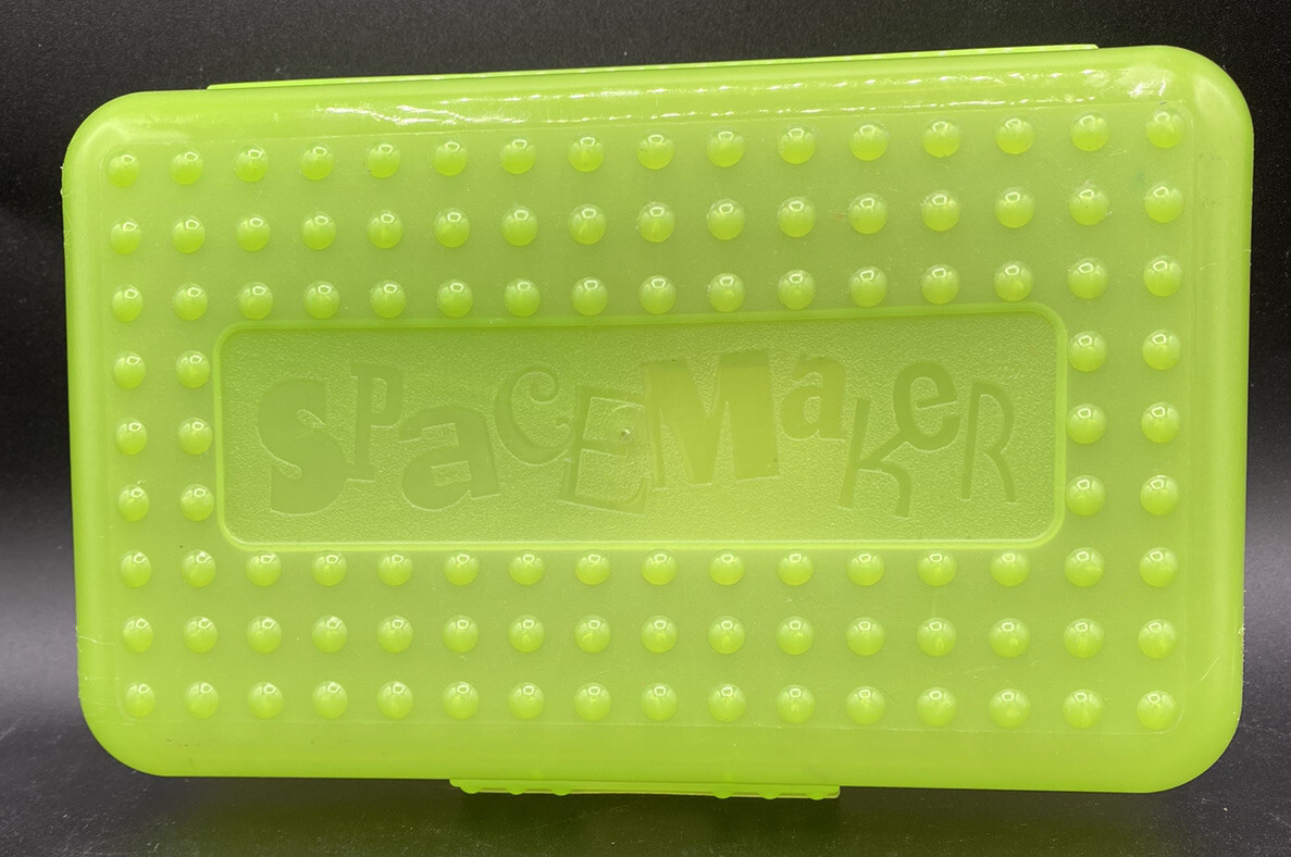 Spacemaker Plastic Pencil Desk Storage Box 8.5″ X 5.5″ Neon green and Clear