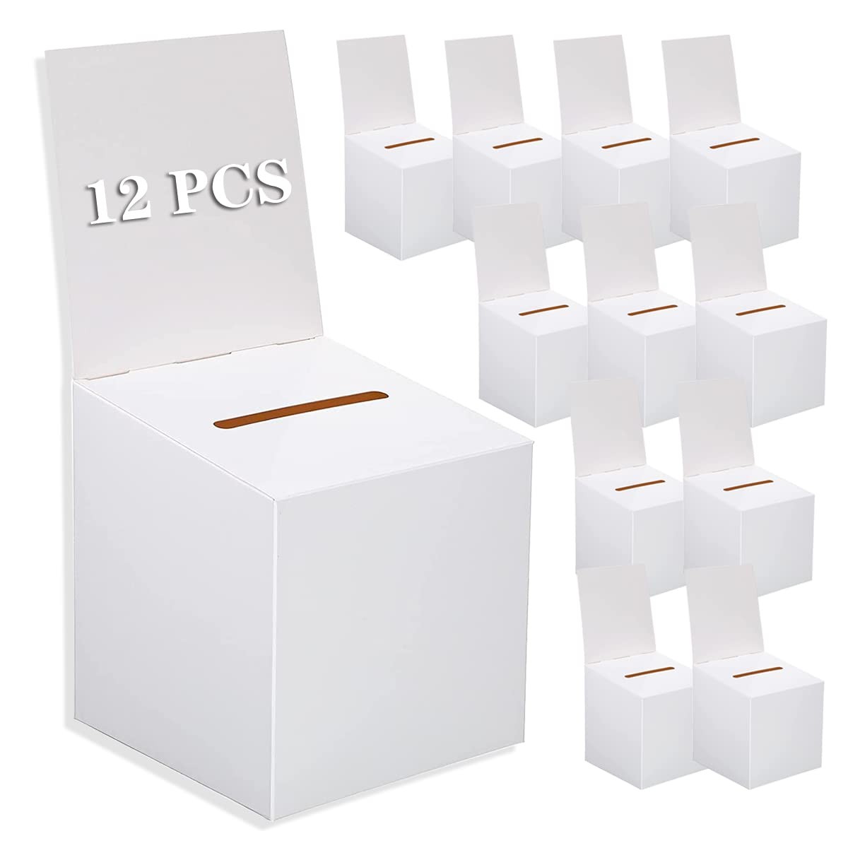 12Pcs Ballot Box Raffle Donation for Fundraising,6 x 6 x 6 Inch white