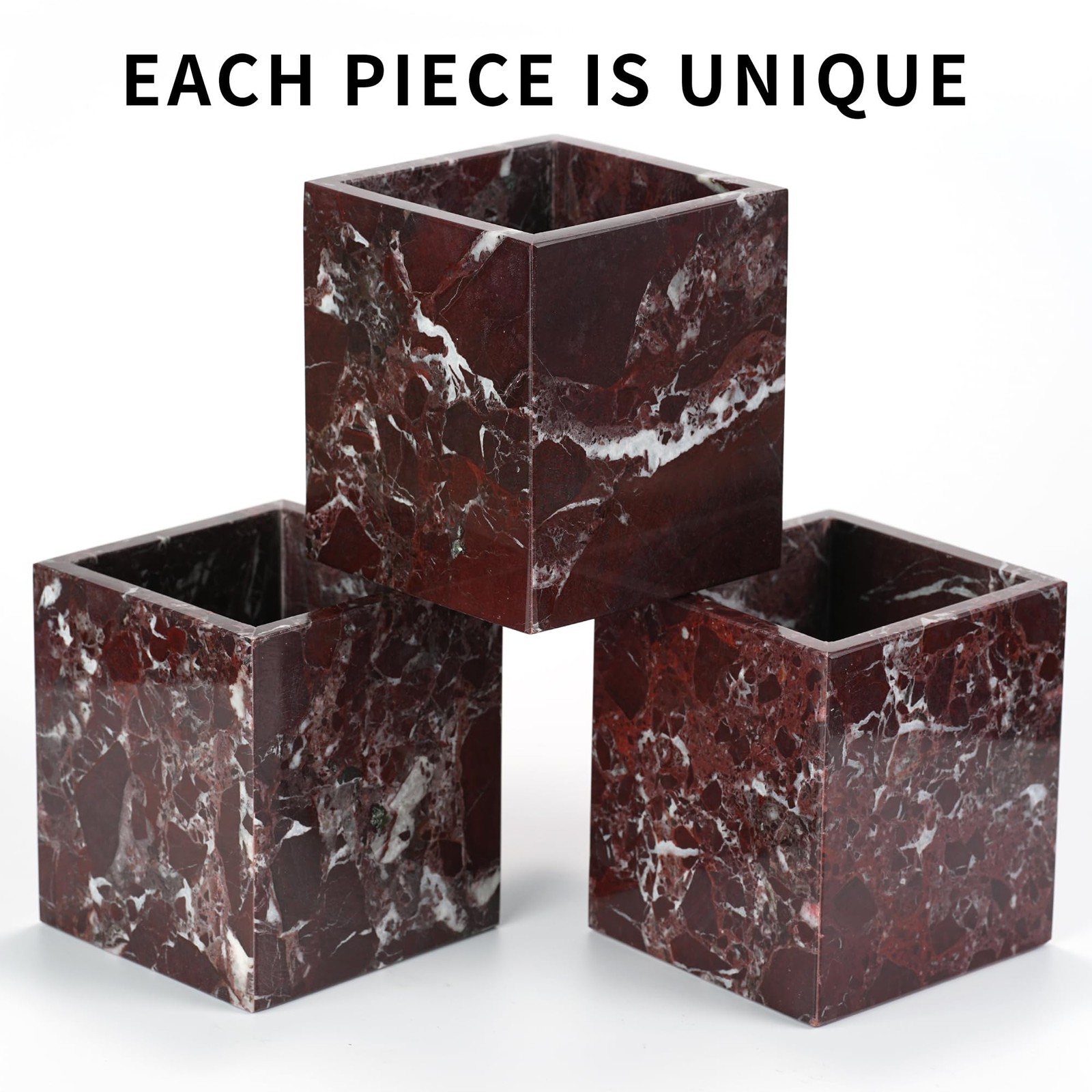 LWALMS Marble Makeup Brush Holder – Viola Red Candle Square-Rosso Levanto