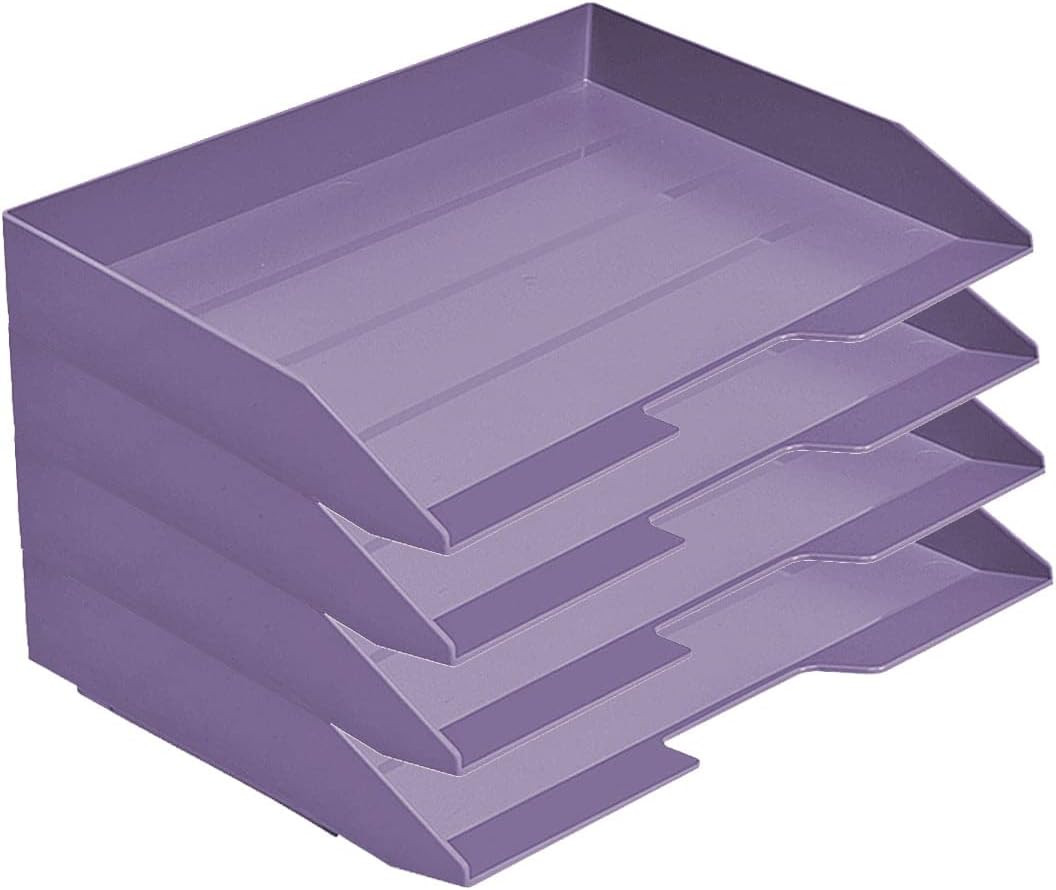 Acrimet Stackable Letter Tray 4 Tier Side 4 tier letter size, Solid Purple