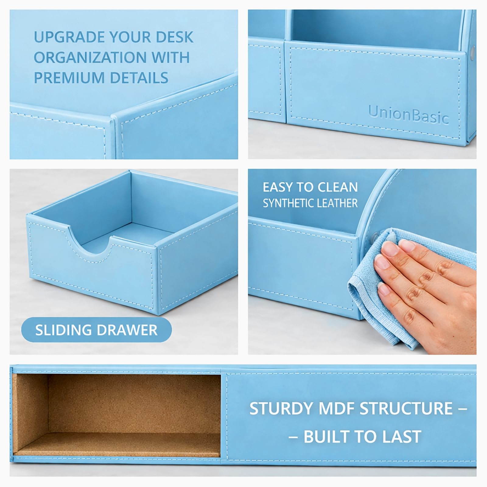 Desk Organizer Multifunctional Leather Desktop Pen Holder Storage Box Business C