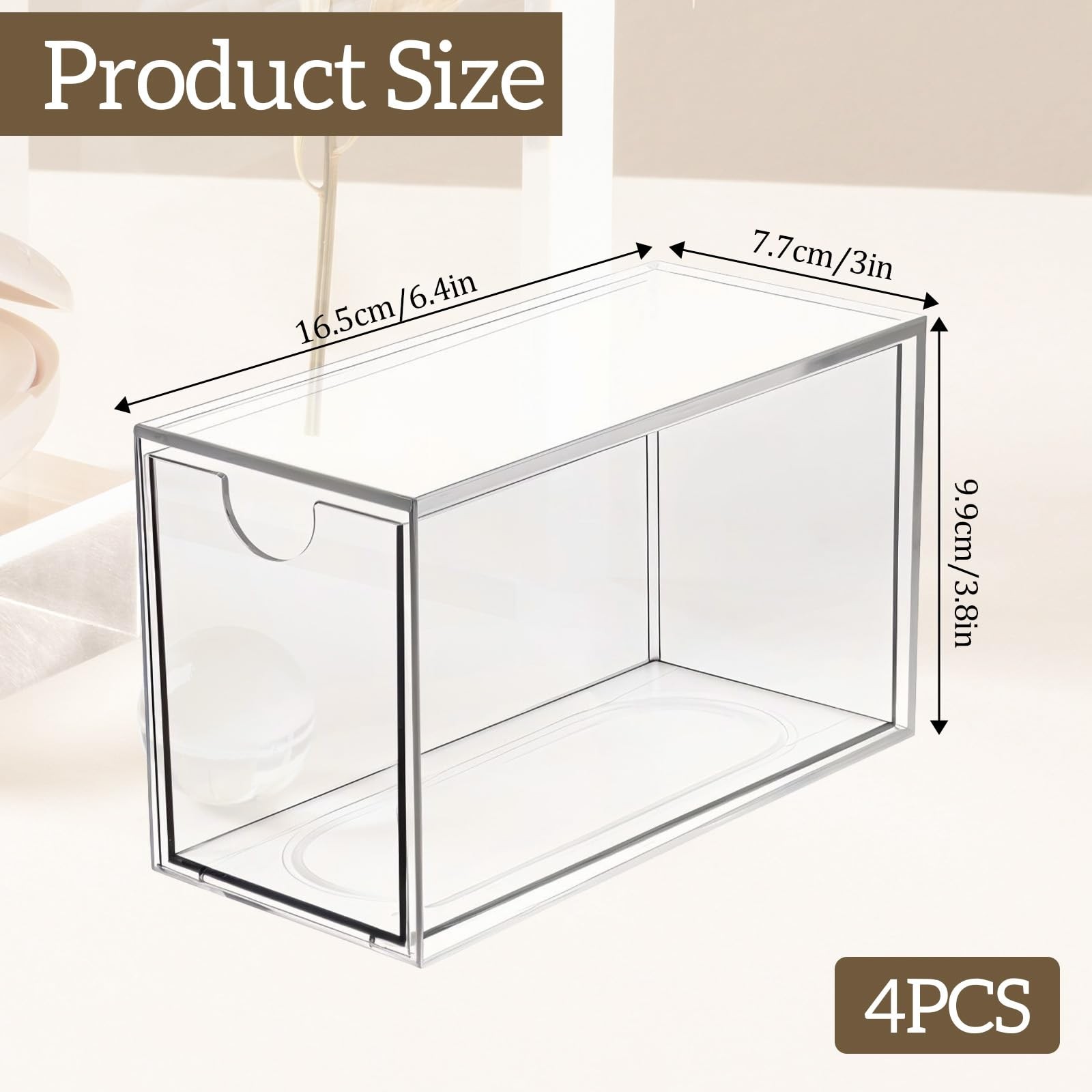 4 Pack Tea Bag Organizer Plastic Stackable Clear 6.5″L x 3″W x 3.9″H,