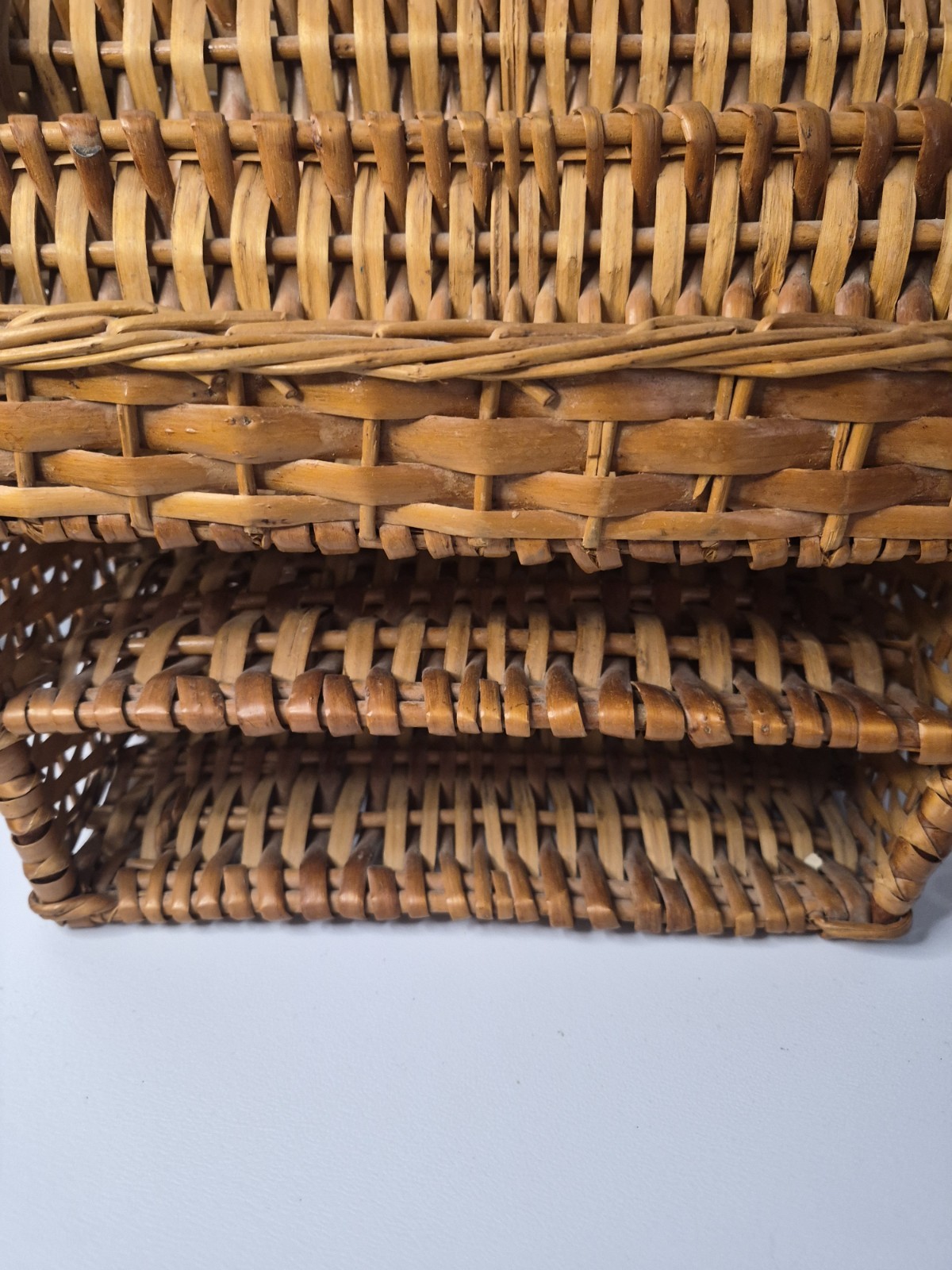 Vintage 1970s Large Wicker Rattan Desk Organizer Letter Holder Tray Sturdy Nice