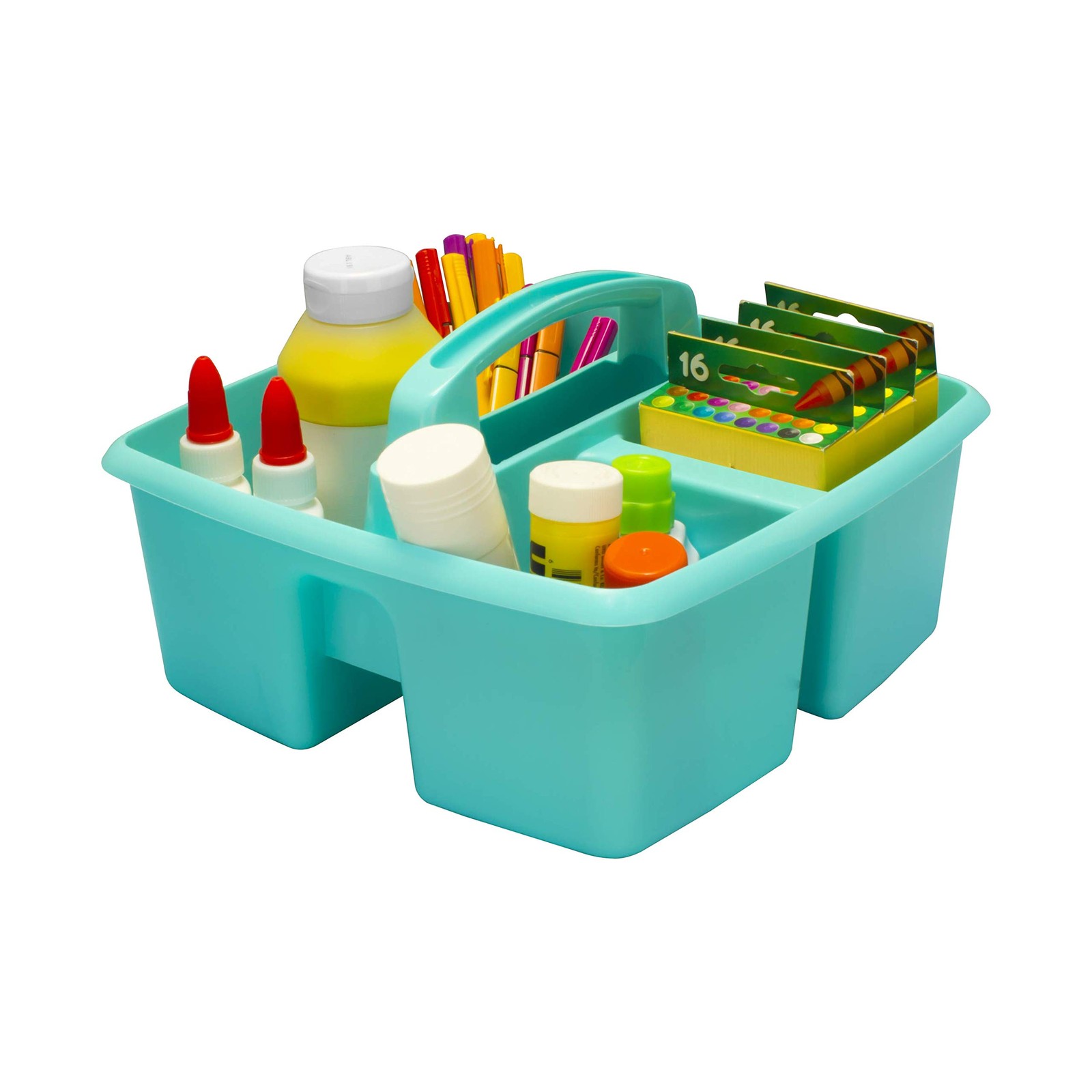 3-Compartment Small Caddy – Multipurpose Classroom Organizer with Handle, Aquama