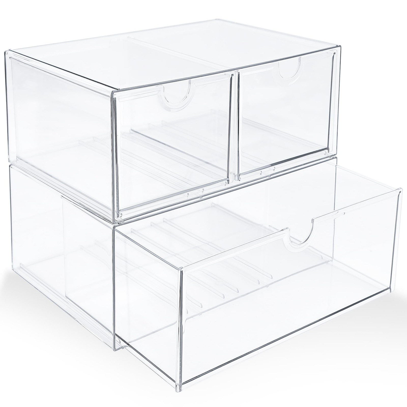 Prsildan Acrylic Drawer Makeup Organizer with 3 Drawers, Clear Stackable Stor…