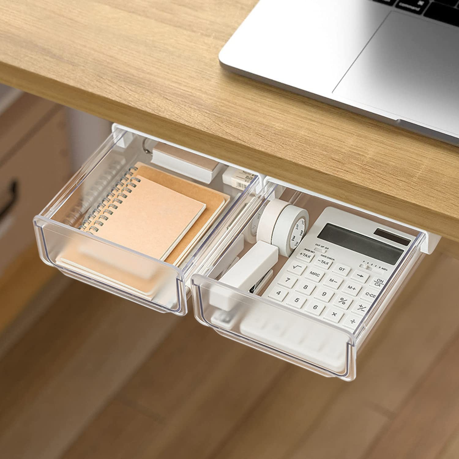 -adhesive Under Desk Drawer Organizer, 2 Pack Table Slide Out Large Storage M…