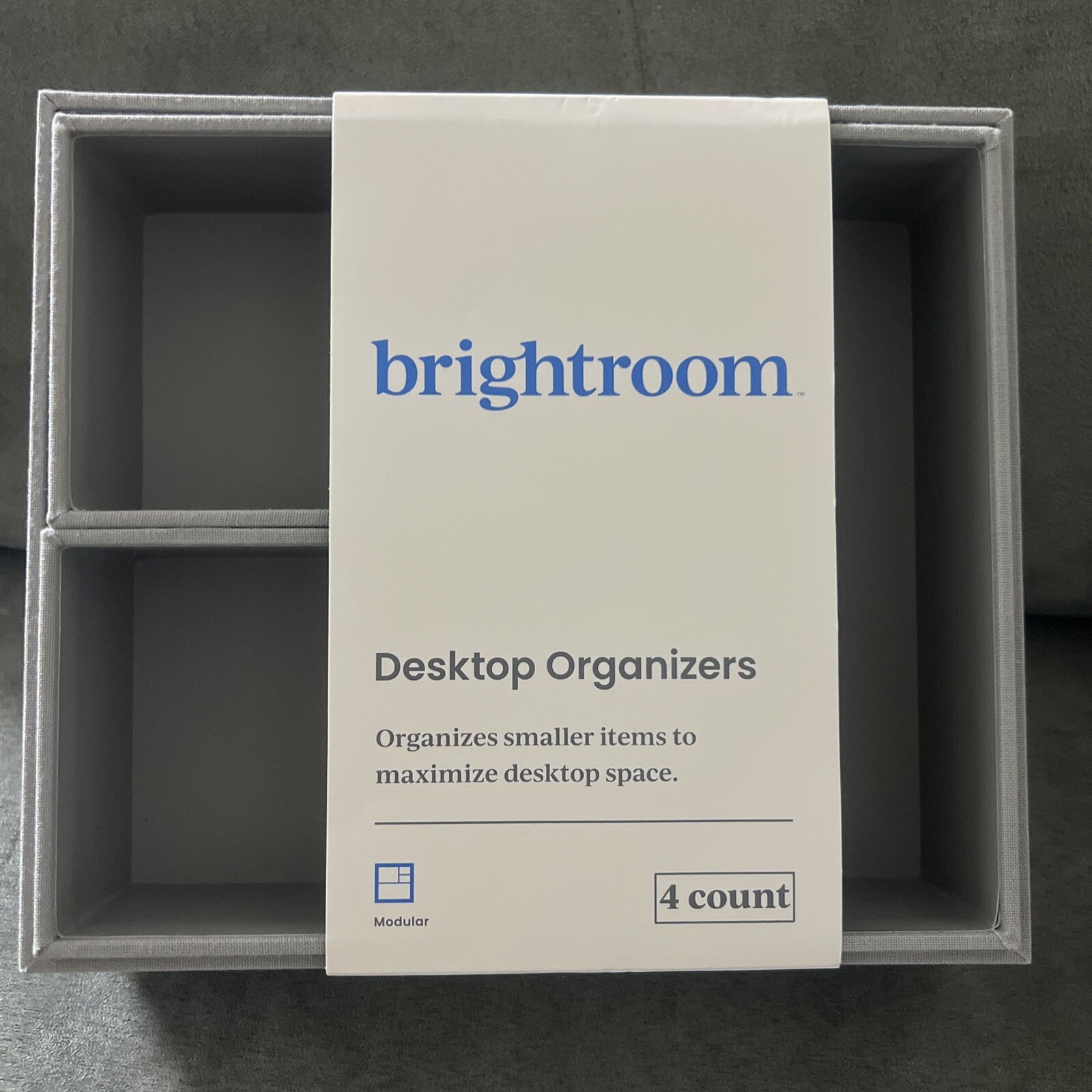 Brightroom Canvas Desktop Drawer Organizer Gray New