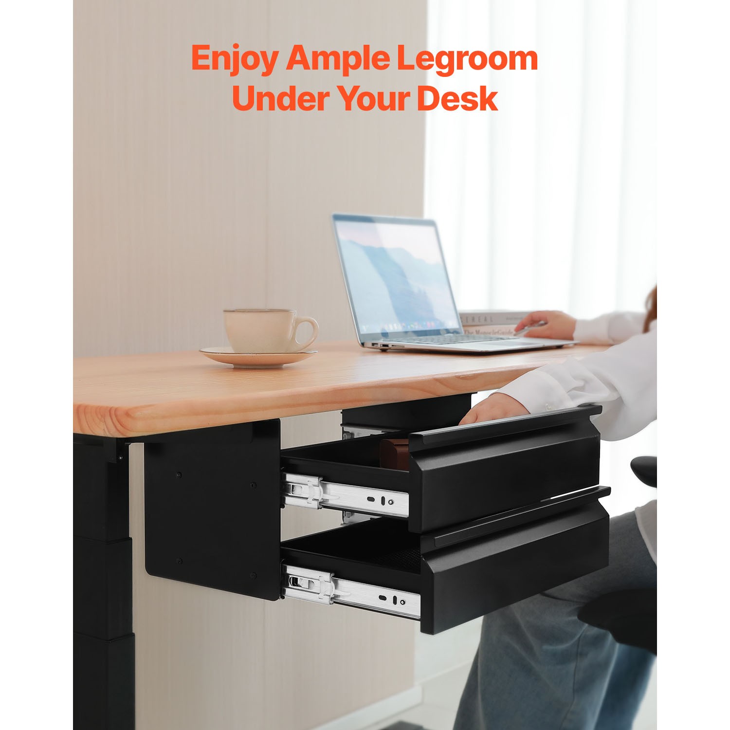 Uimoso 16″ Under Desk Organizer with 2 Sliding Drawers for Office Storage