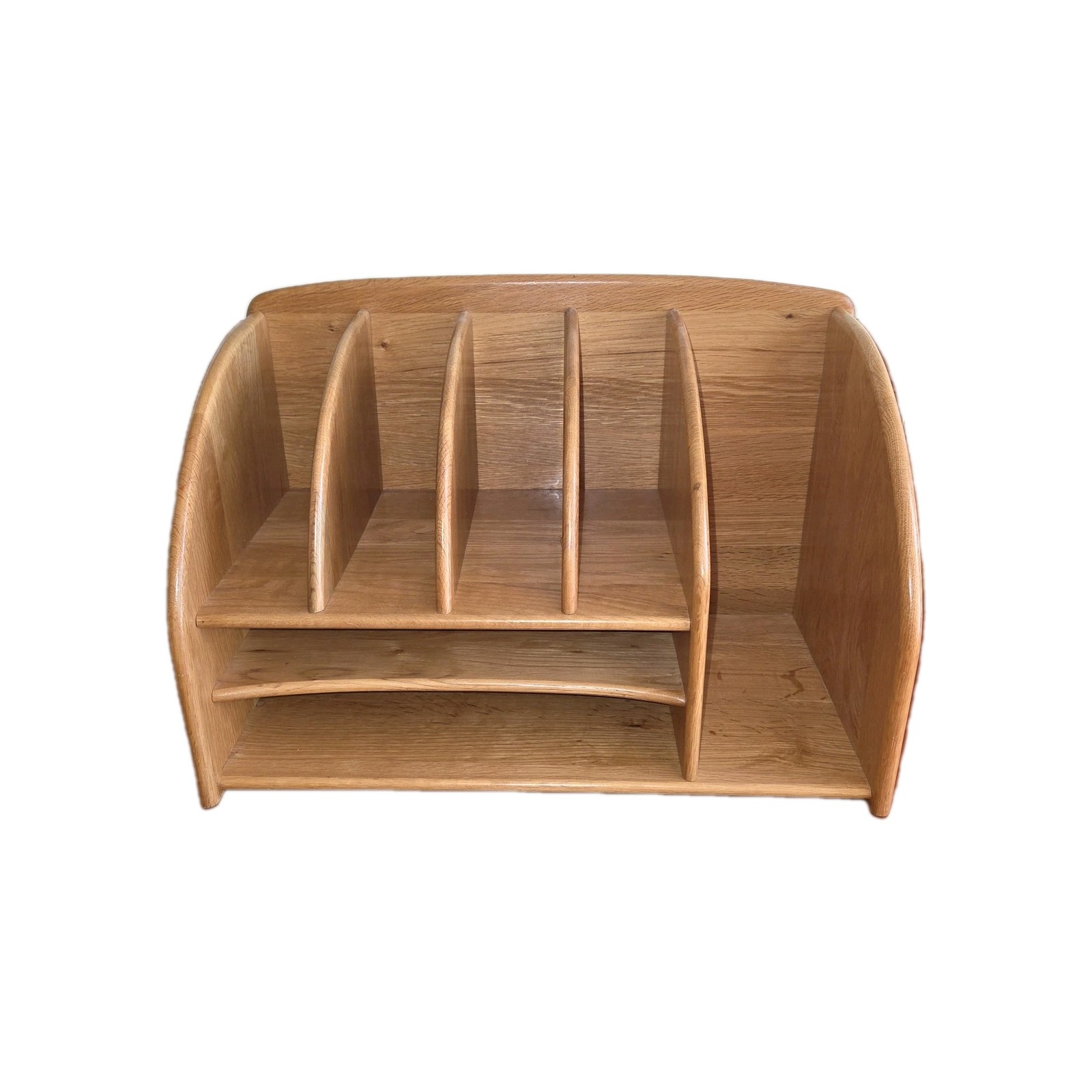 Wood Wooden Desk Top Organizer Julie Pomerantz Books Paper Files Bills Notebooks