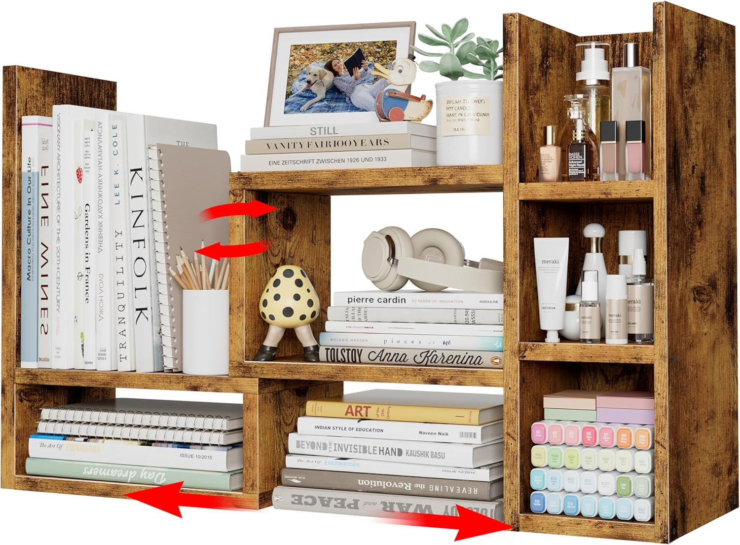 Desk Shelves Desktop Organizer Shlef – Rustic Office Organization for Top of Des