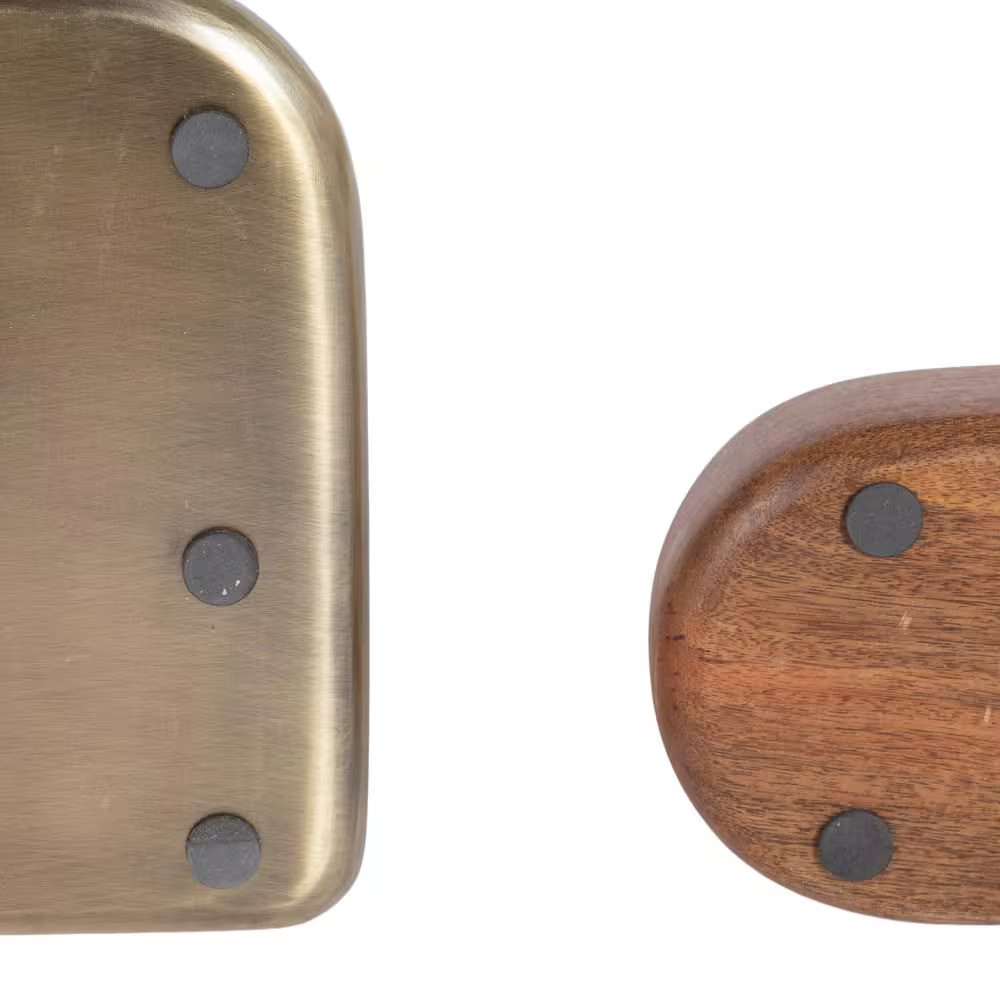 Koni Walnut Brown/Gold Rectangle Metal Desk Organizer
