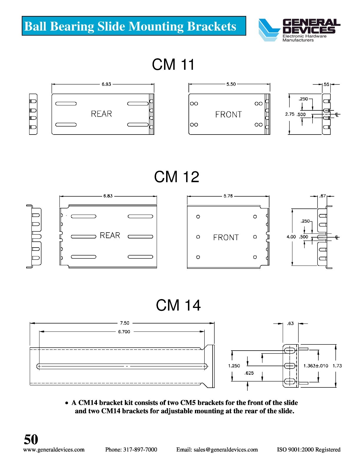General Devices CLB-307-18 Telescoping Ball Bearing Steel 19″ Slides – 1 Pair