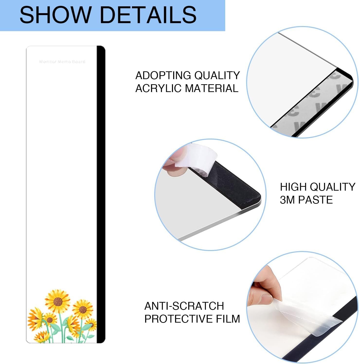 2pcs Monitor Memo Board, Transparent Computer Side Panel for Office Desk Notes