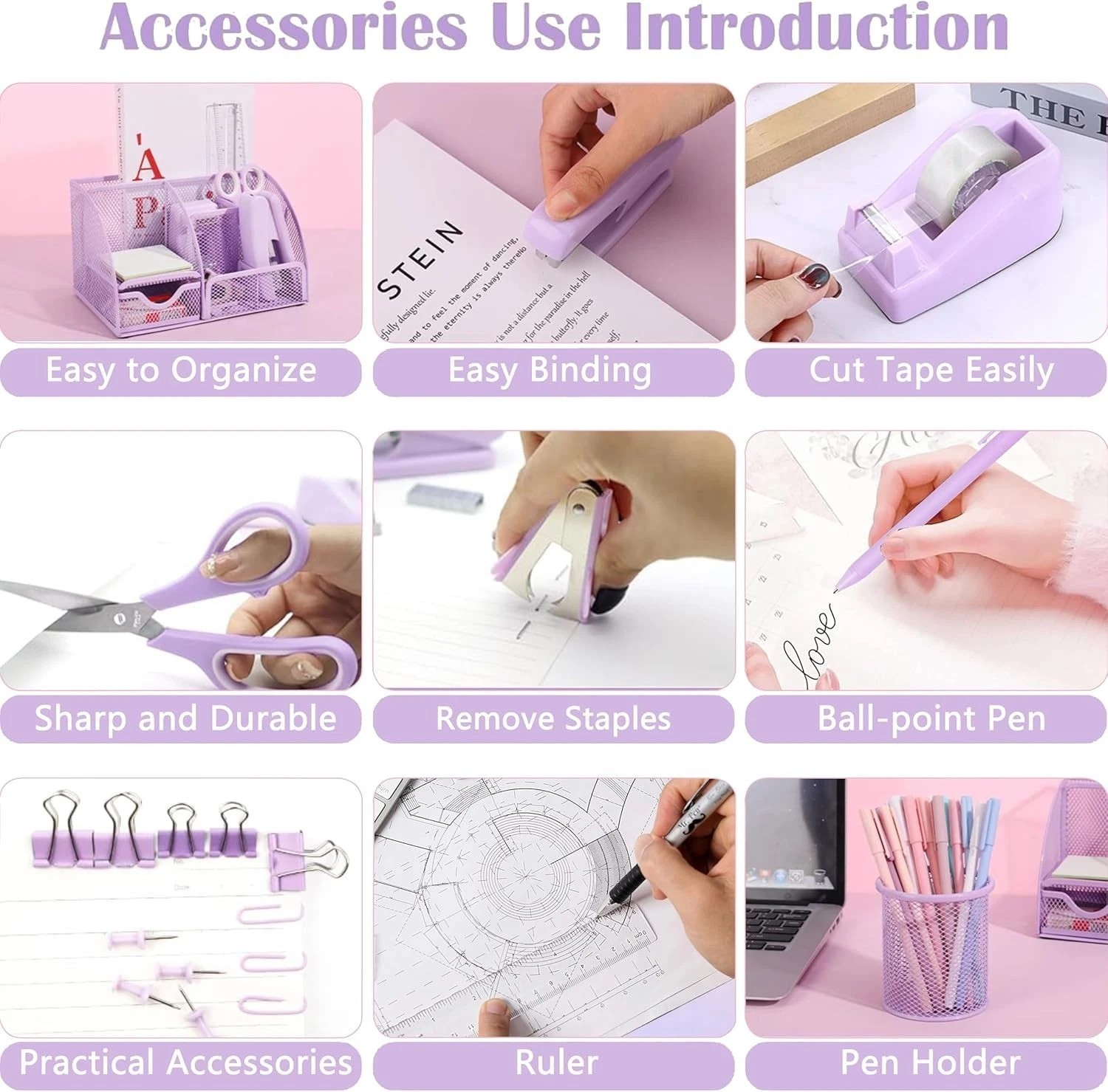 Complete Purple Desk Accessories Collection: 12 Essential Organizers