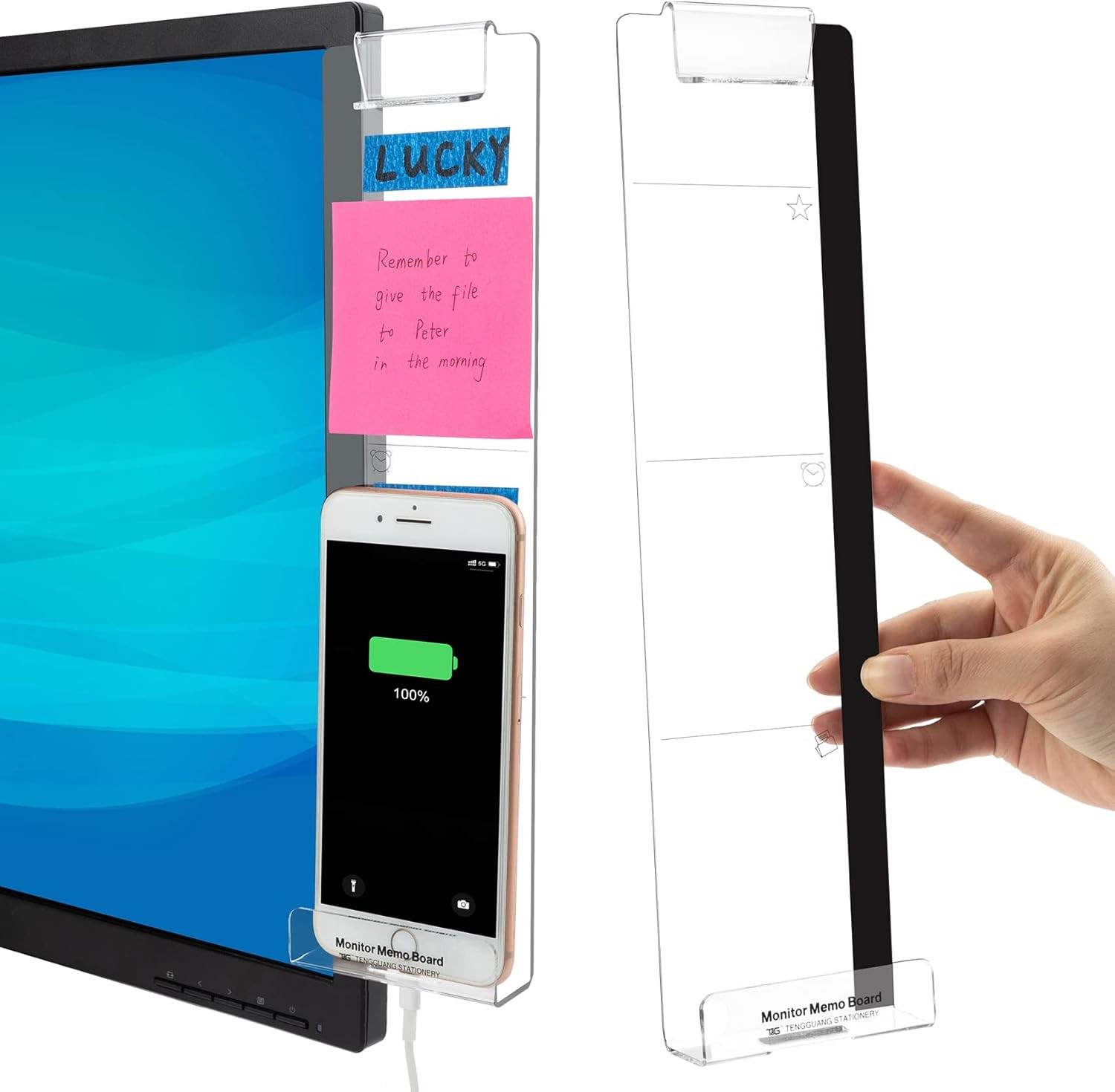 Office Desk Accessories 2Pcs Computer Monitor Memo Board Multifunction Message B