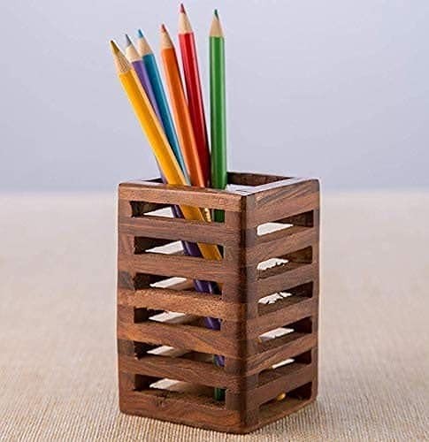 Handmade Wooden Pen Stand Desk Pen Holder Solid Wood Desk Pen Organizer, Wooden