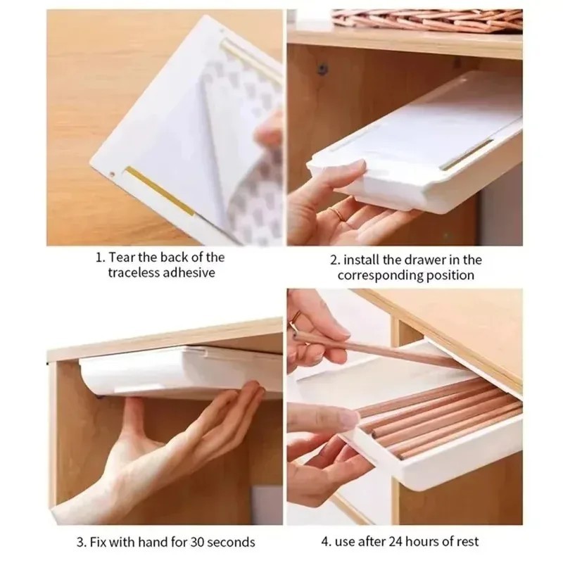 Under Desk Drawer Hidden Storage Organizer Self Adhesive Office Home Tray.