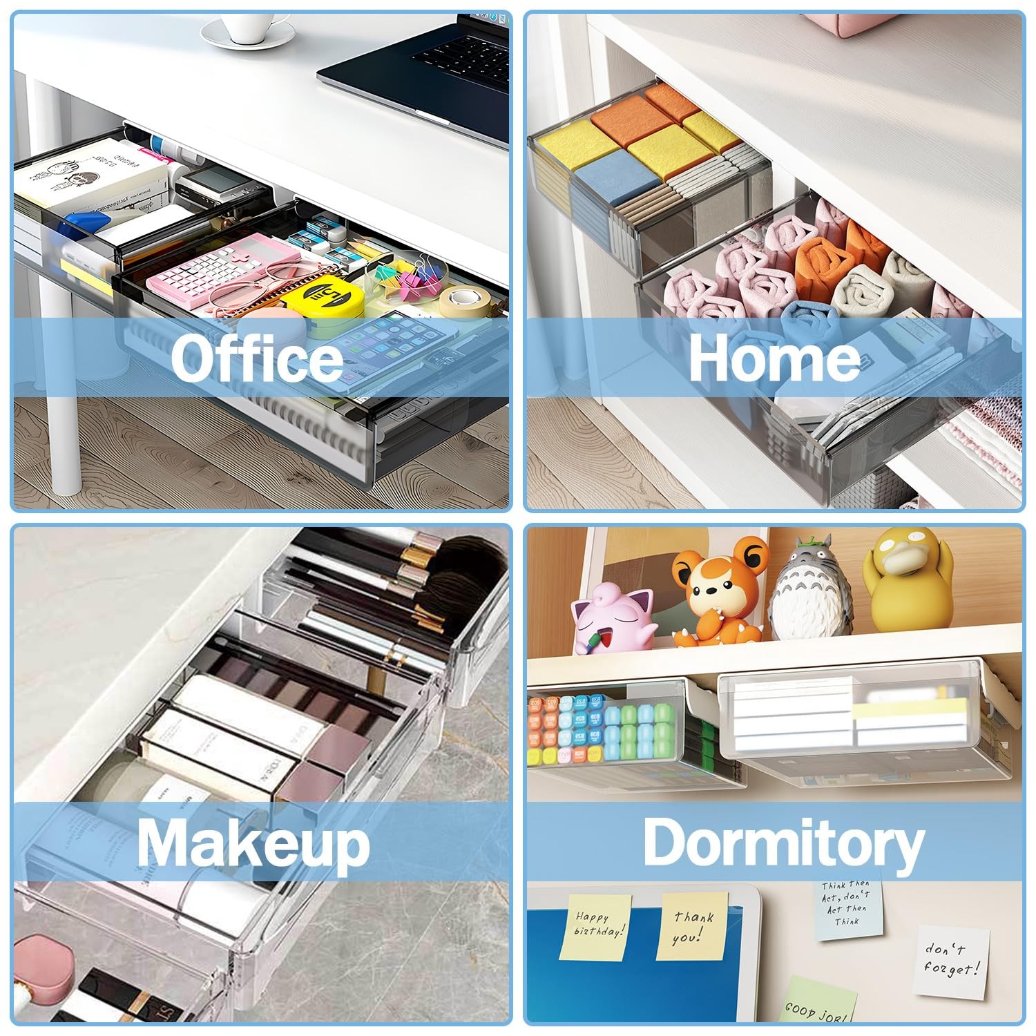 Large Under Desk Table Drawer Storage Organizer A4 Hidden SelfAdhesive Tray