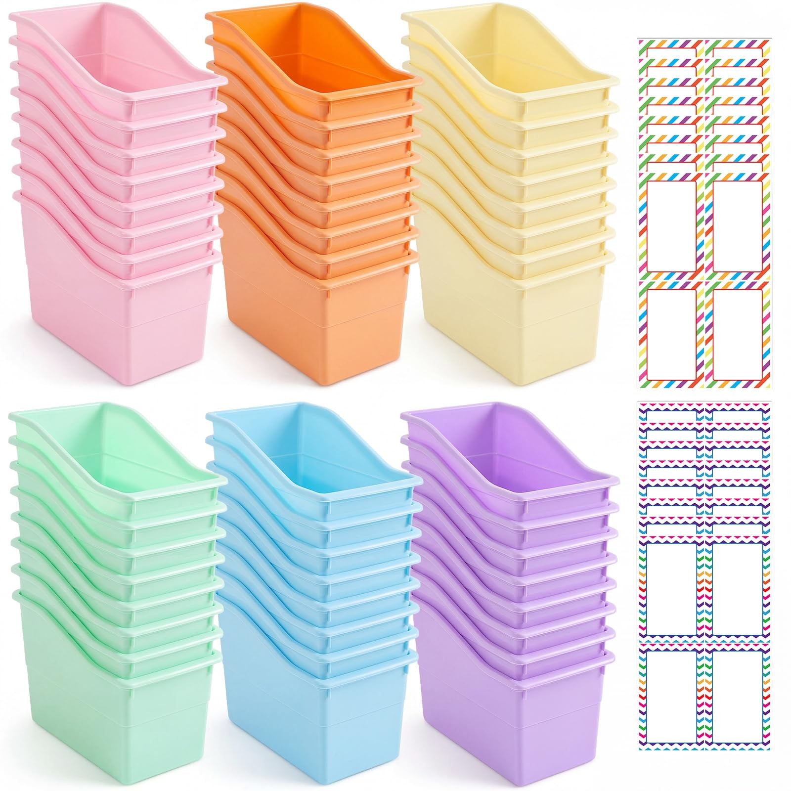 Blosssound 48 Set Book Bins for Classroom with Label Sticker Book Box Baskets…